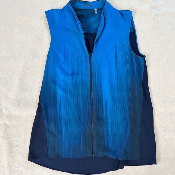 Elite Tahari Blue Ombré Sleeveless Silk Top - Picture 1 of 4